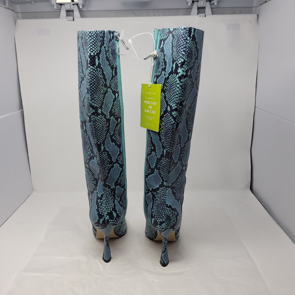 Gianni Bini Punk Lennoxe Teal Waters Snake Print Leather Tall Boots Calf 8M NEW - Picture 12 of 16